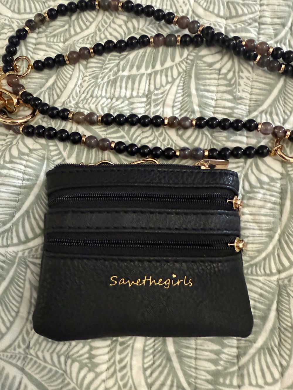 Black Beaded Strap Crossbody Bag Wallet Small SaveTheGirls